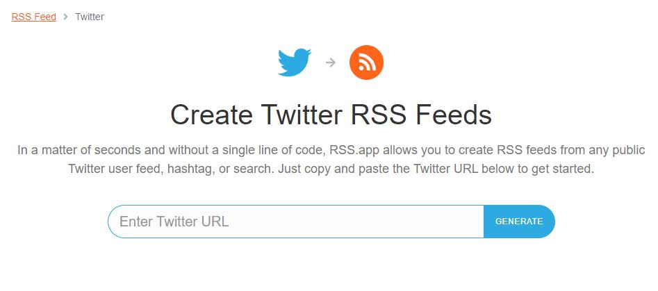 Twitter to RSS Feed