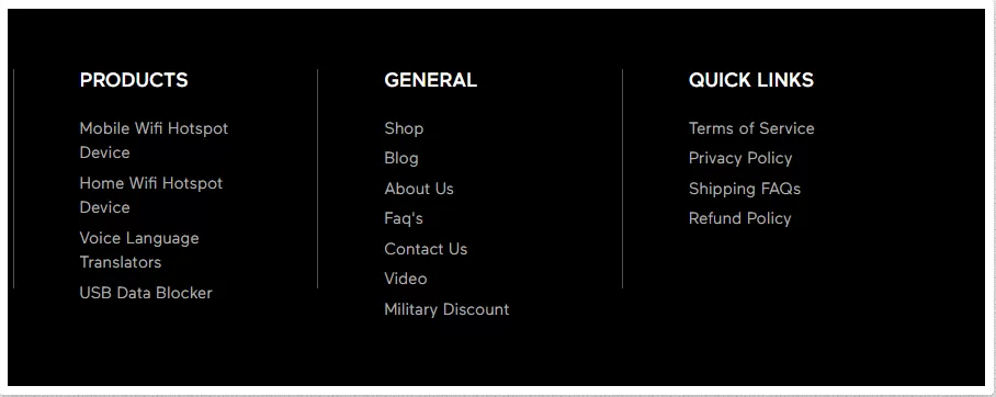 Footer Links
